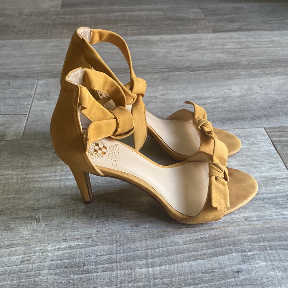 Vince Camuto yellow tie heels. Size 6.5 and shows wear